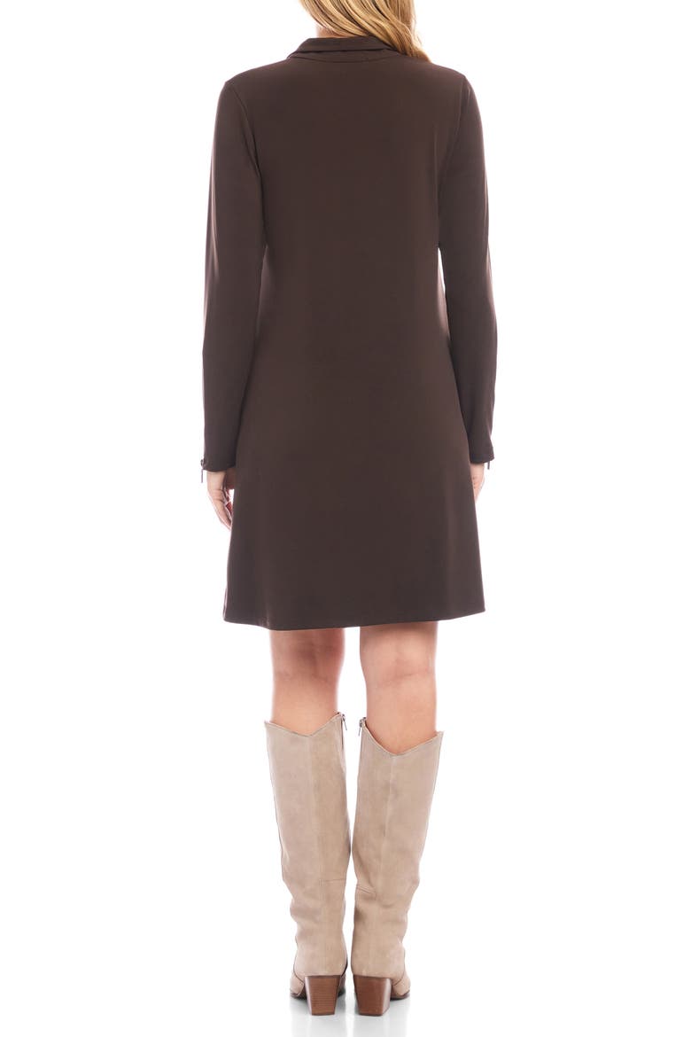 Half Zip Long Sleeve Travel Jersey Dress, Alternate, color, BROWN