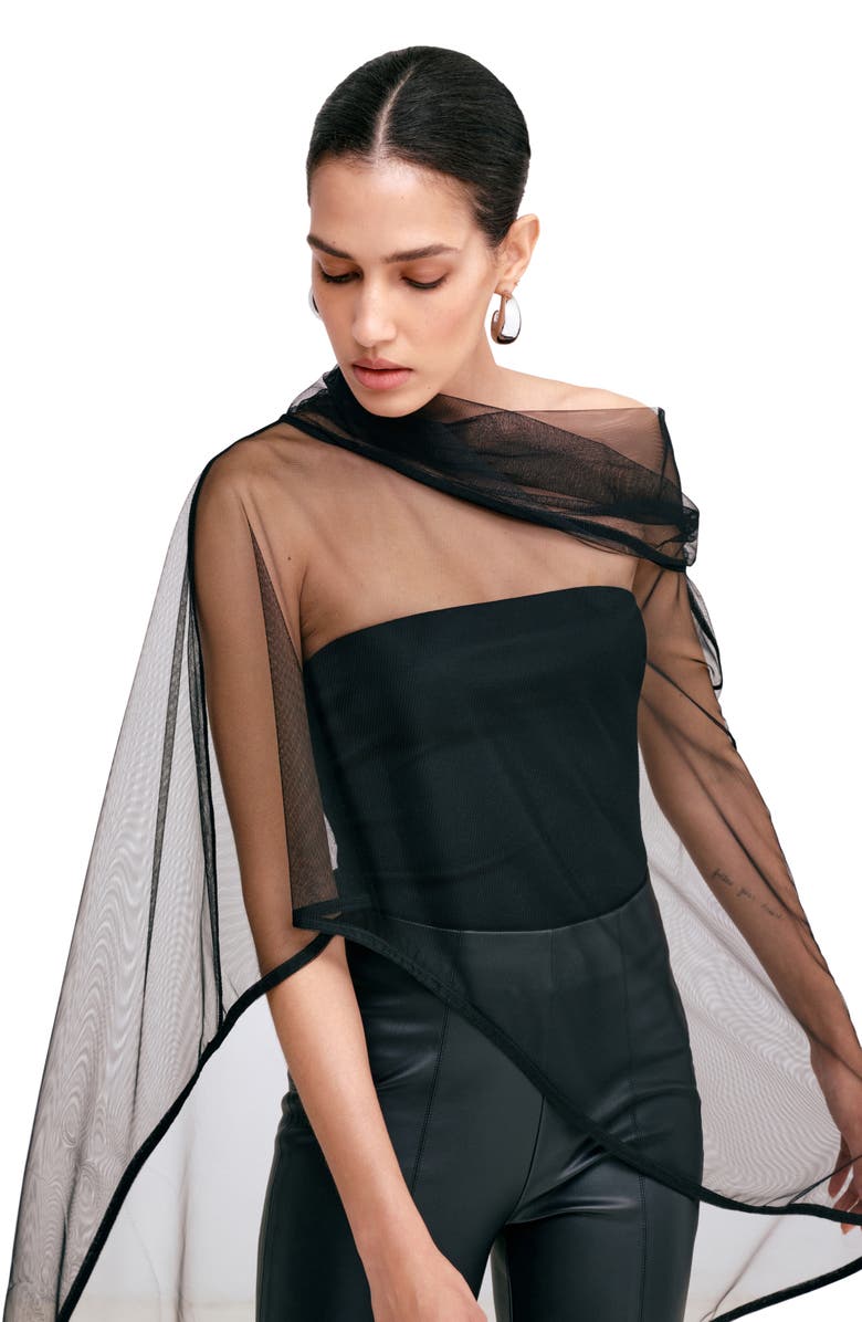 Marcella Straiton Mesh Wrap, Alternate, color, Black