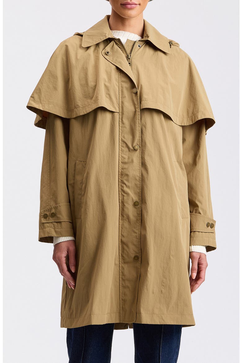 Detachable Cape Water Resistant Raincoat, Main, color, WHEAT