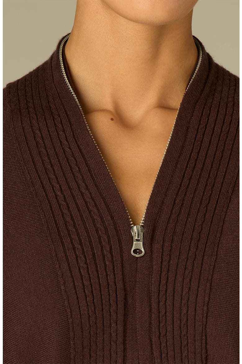 Dolman Sleeve Zip Cardigan, Alternate, color, BROWN