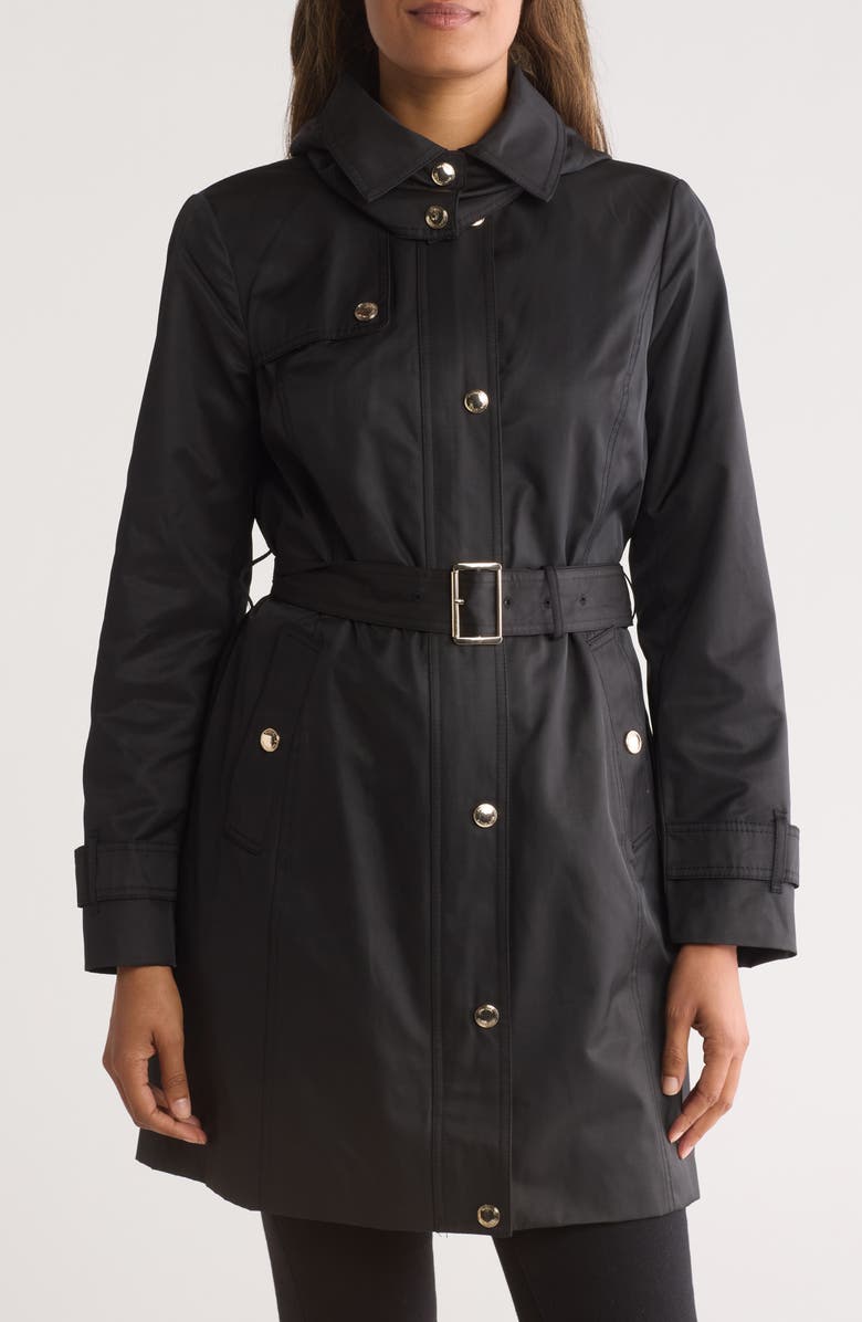 Michael Kors Water Resistant Hooded Belted Trench Coat, Main, color, 