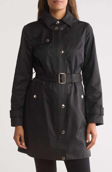 Calvin Klein Women s Trench Coat with Hood Black Medium Cotton