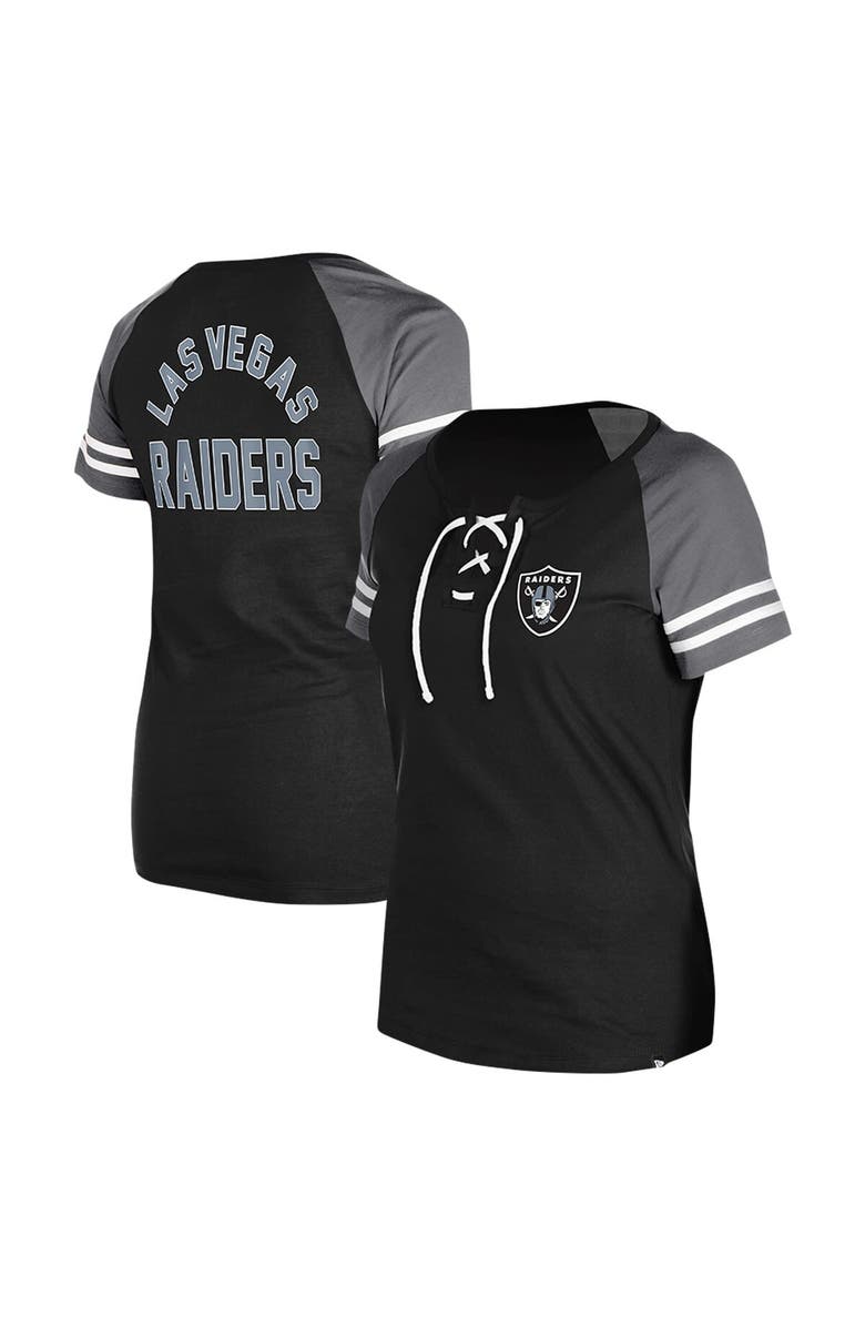 New Era Women's New Era Black Las Vegas Raiders  Lace-Up Raglan T-Shirt, Main, color, 
