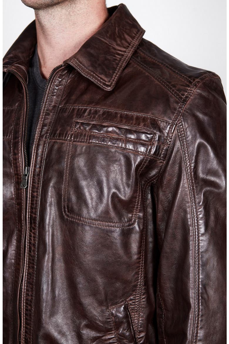 Turkish Washed Lamb Leather Jacket, Alternate, color, BROWN