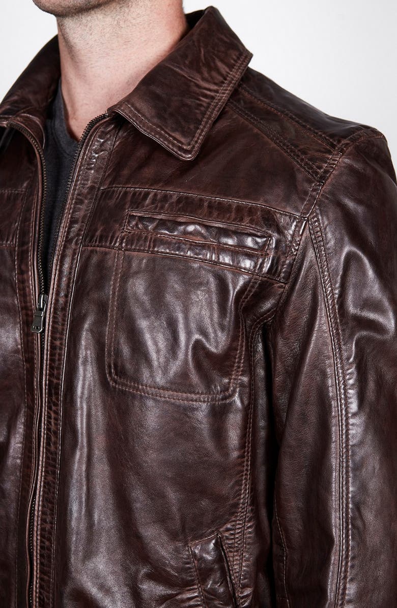 Missani Le Collezioni Turkish Washed Lamb Leather Jacket, Alternate, color, Brown