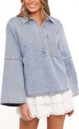 Petal & Pup Celestina Wide Sleeve Denim Popover Top