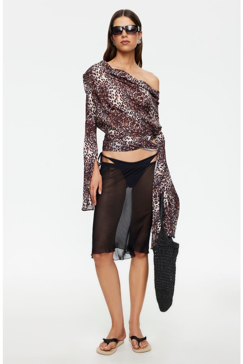 Shoreline Sheer Cover-Up Skirt, Alternate, color, NOIR