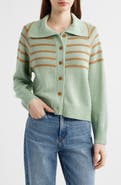 THE GREAT. The Scholar Crochet Stripe Cardigan