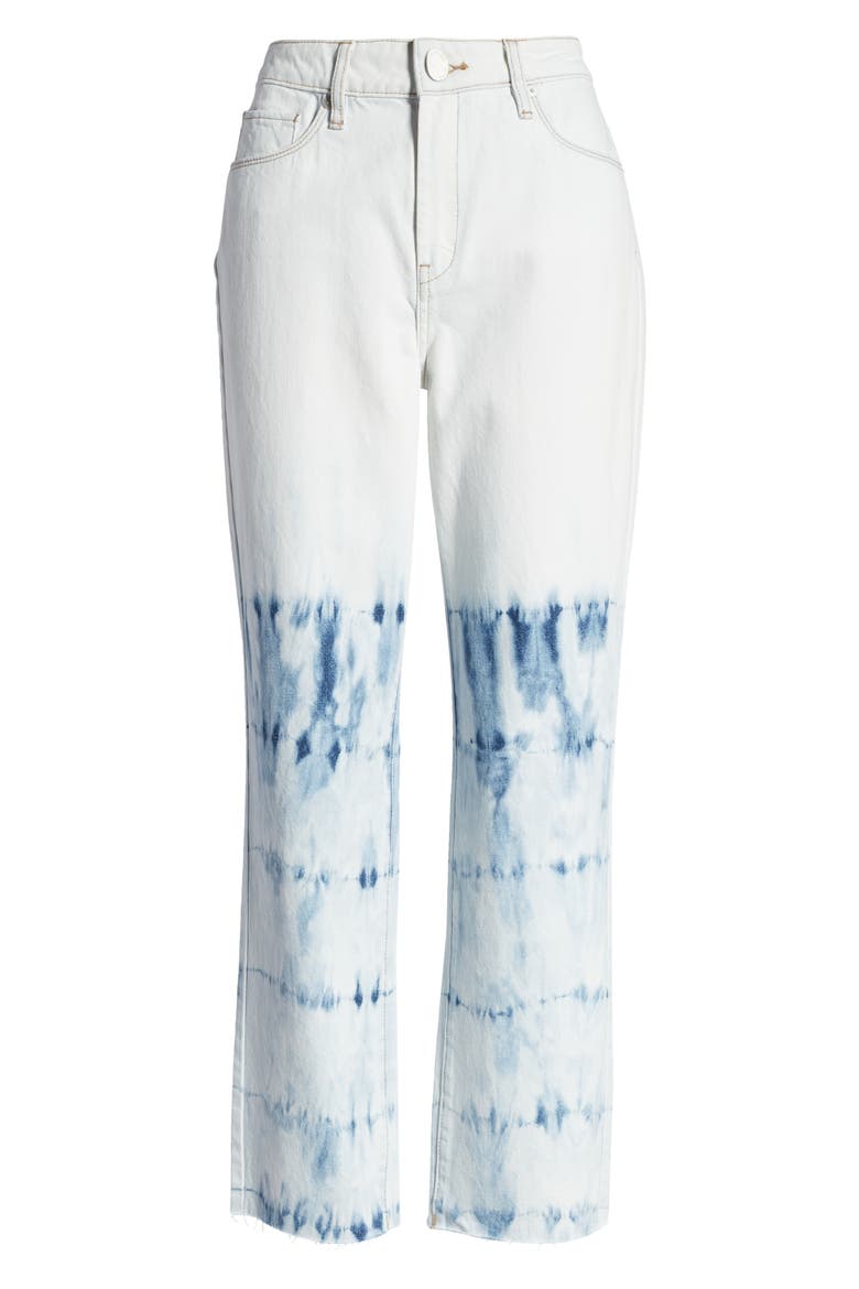 The Madison Tie Dye Stripe Raw Hem Ankle Skinny Jeans, Alternate, color, MANIC MONDAY