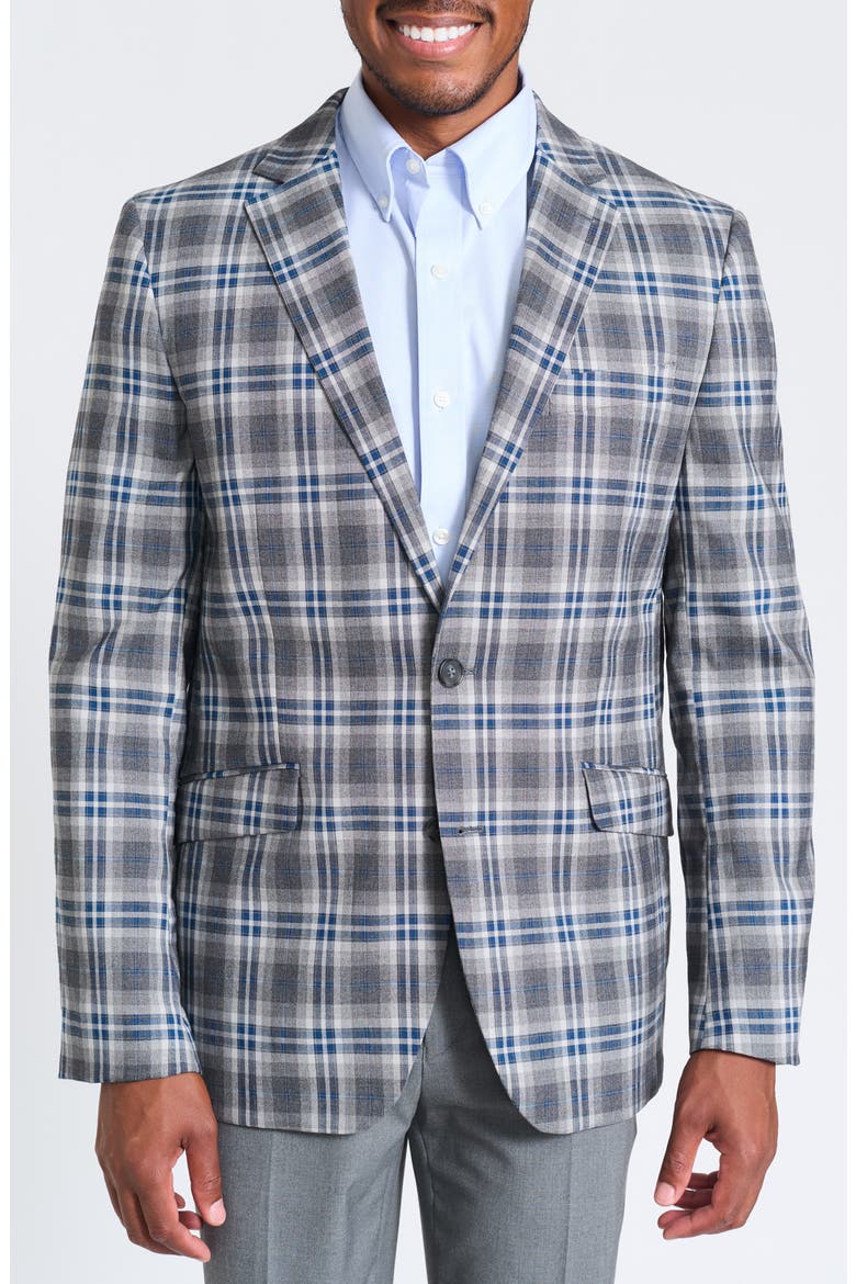 Plaid Sport Coat, Main, color, GREY