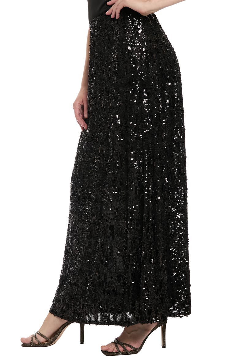 Sequin Side Slit Skirt, Alternate, color, BLACK