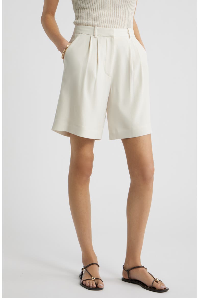 Pleat Front Trouser Shorts, Main, color, IVORY BIRCH