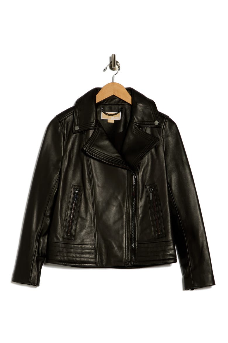 Asymmetric Leather Jacket, Alternate, color, BLACK