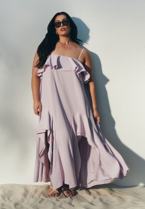 Ruffle Detail Maxi Trapeze Dress (Plus)