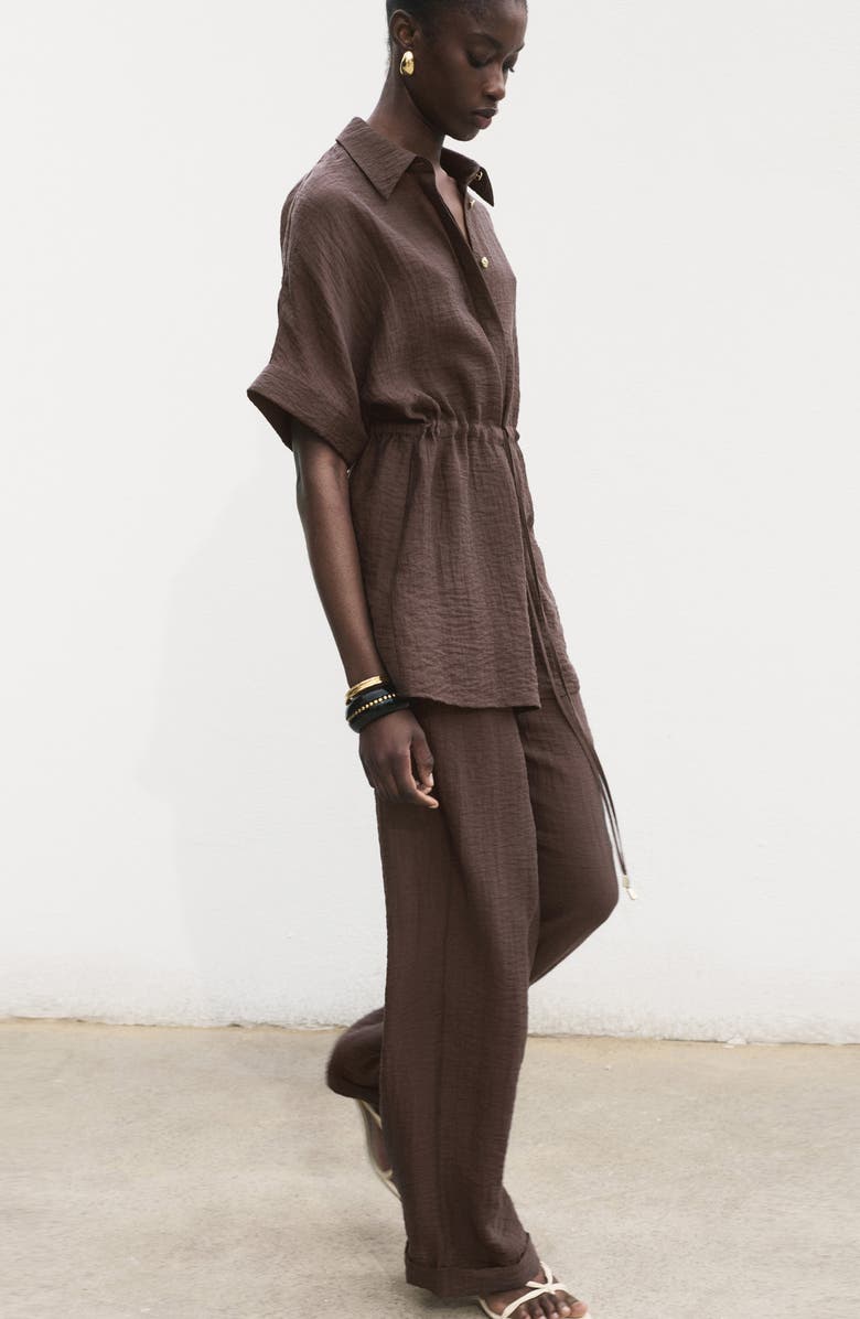 MANGO Elastic Waist Lyocell Blend Pants, Alternate, color,