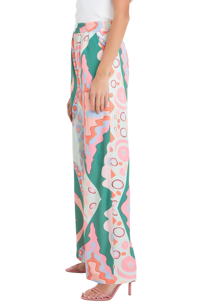English Factory Abstract Print Wide Leg Pants, Alternate, color, 