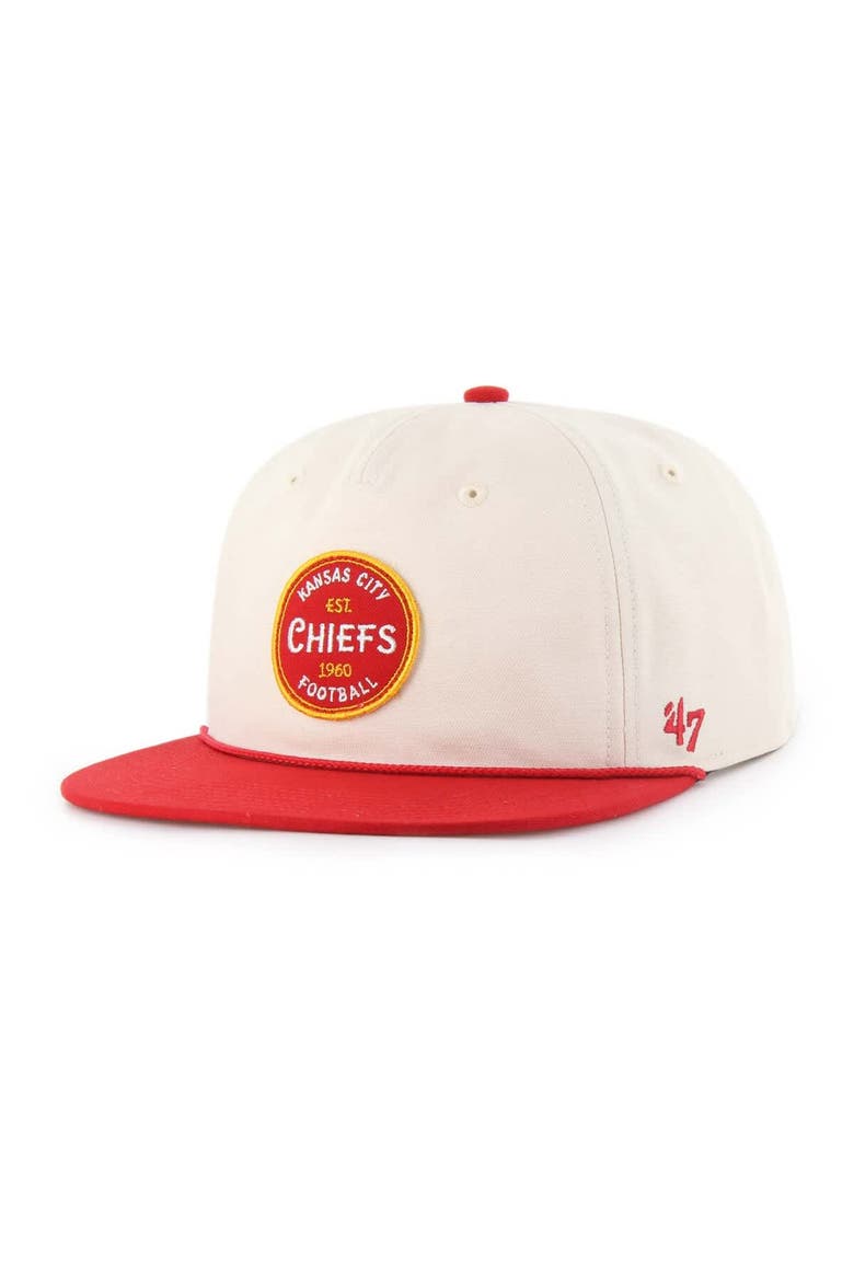 Men's '47  Natural Kansas City Chiefs Payson Captain Adjustable Hat, Main, color, Natural