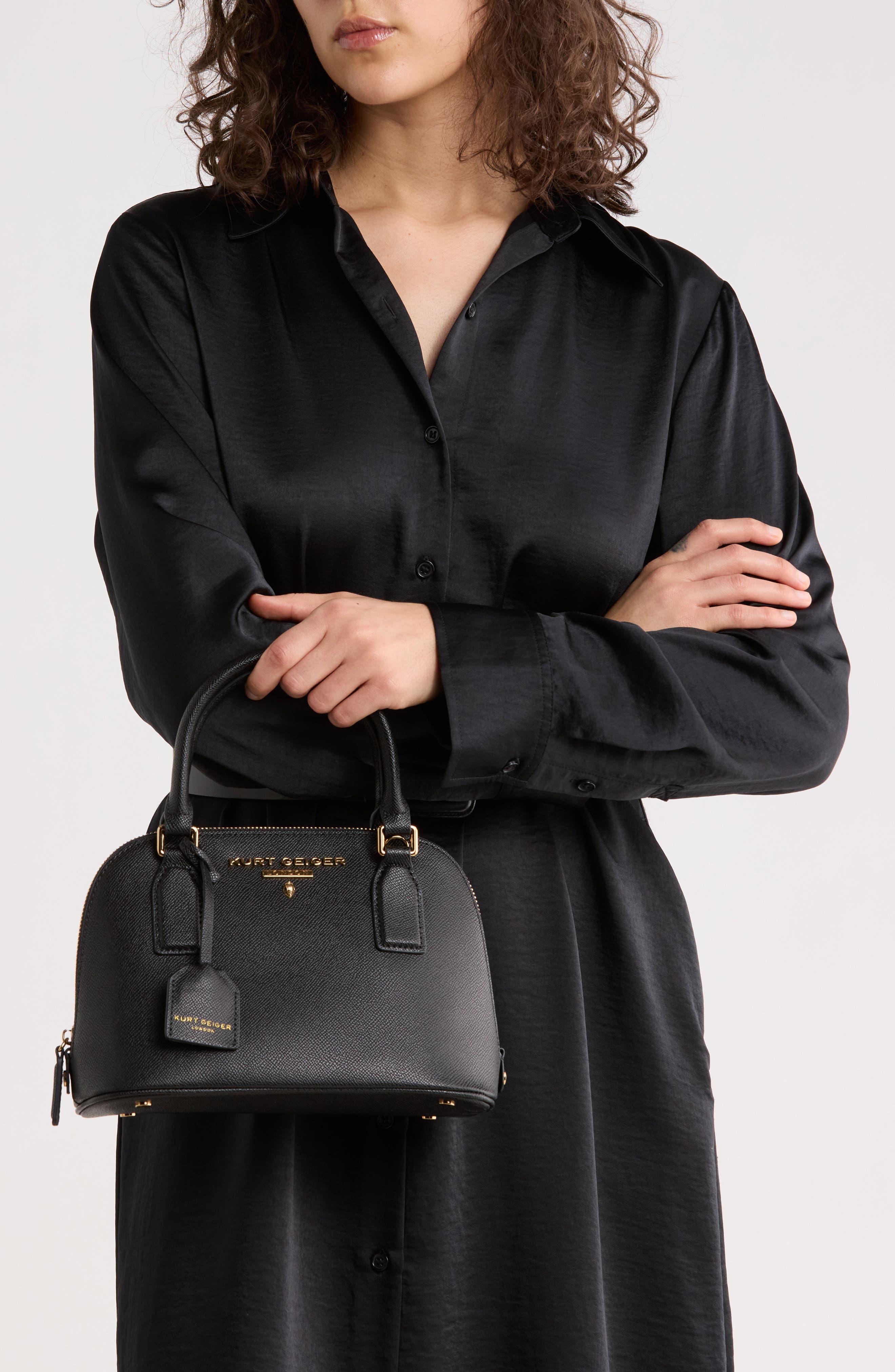 Kurt Geiger London Small Highgate Bowler Bag, Alternate, color, Black