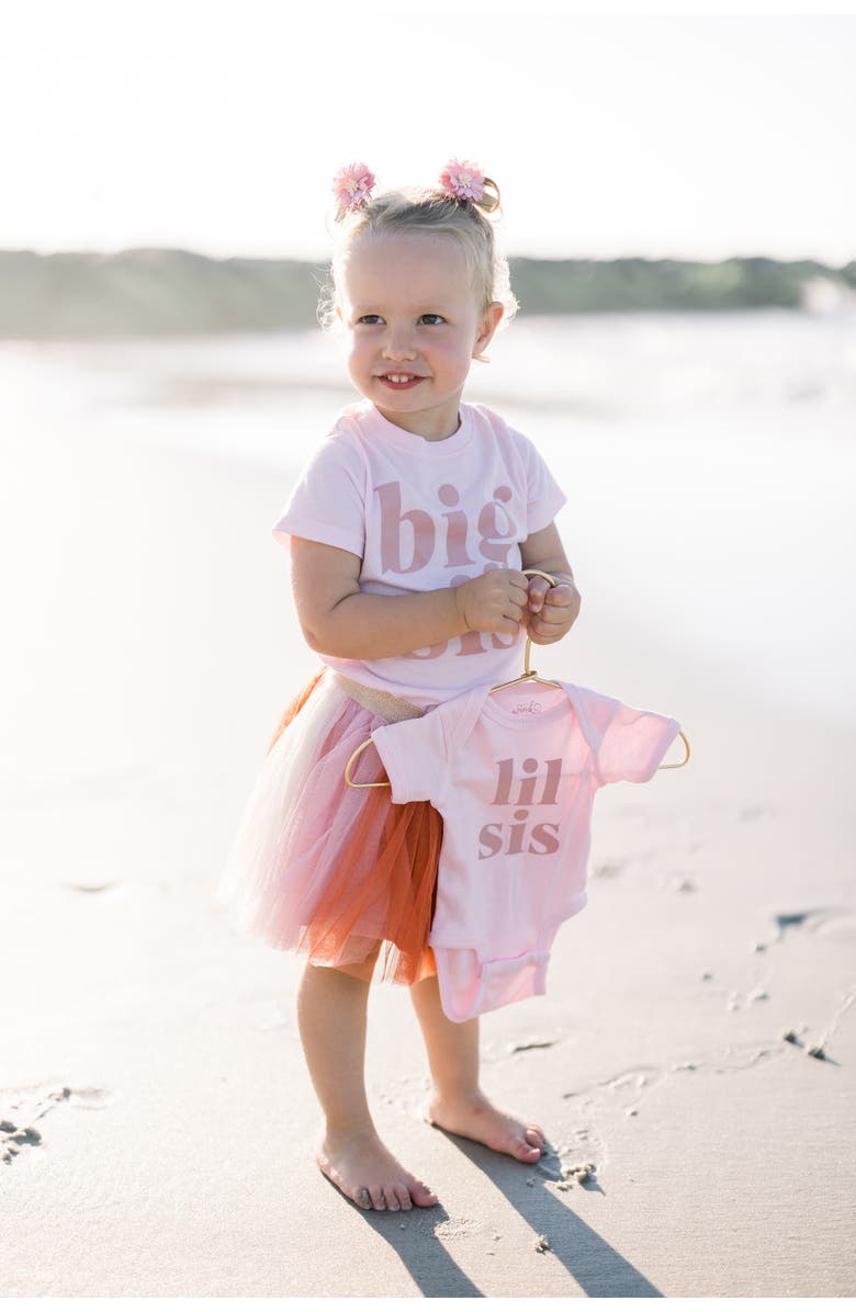 Sweet Wink Lil Sis Short Sleeve Bodysuit, Alternate, color, Ballet Pink