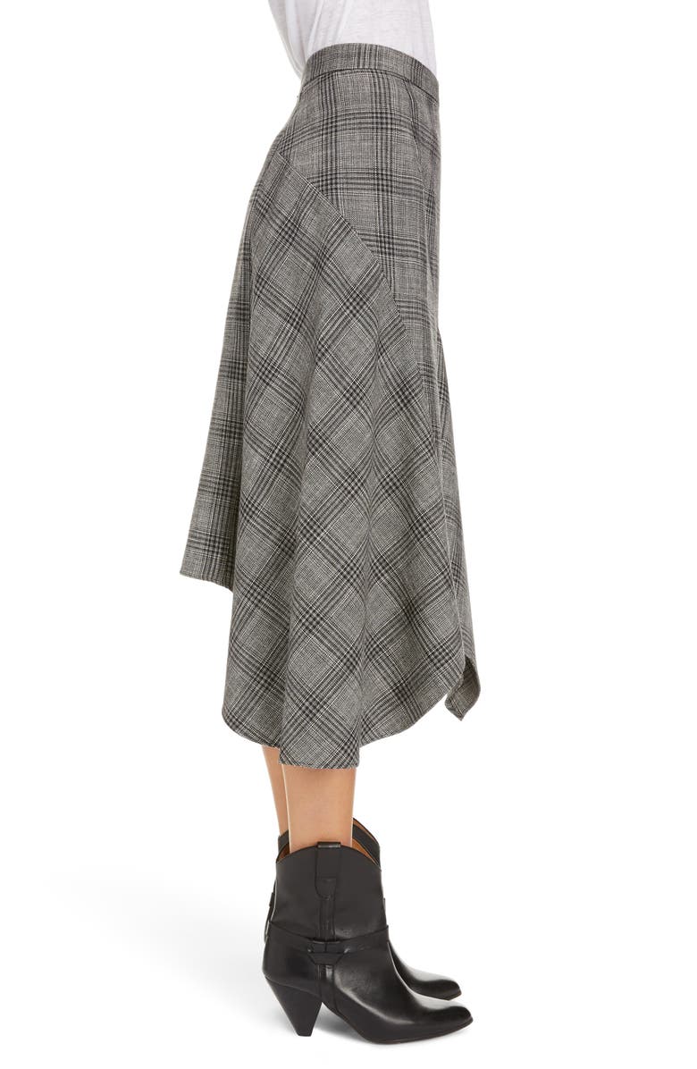 Isabel Marant Plaid Asymmetrical Cotton & Wool Blend Skirt, Alternate, color,
