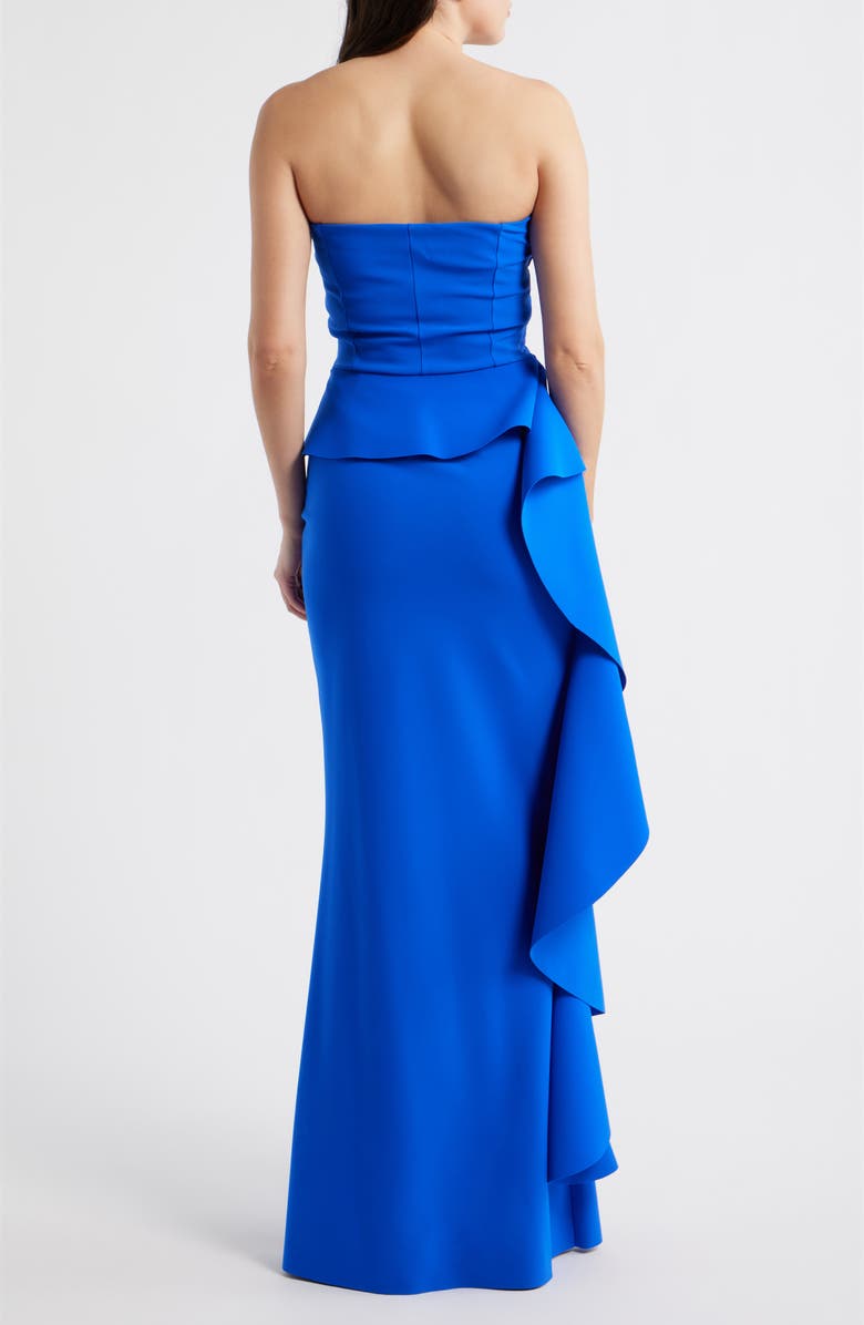 Chiara Boni La Petite Robe Eliska Ruffle Strapless Gown, Alternate, color, Blue Klein