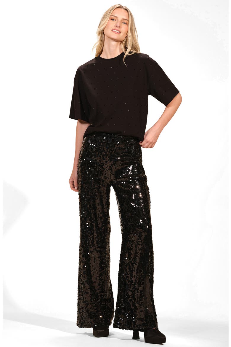 Rhinestone Stretch Cotton T-Shirt, Alternate, color, BLACK