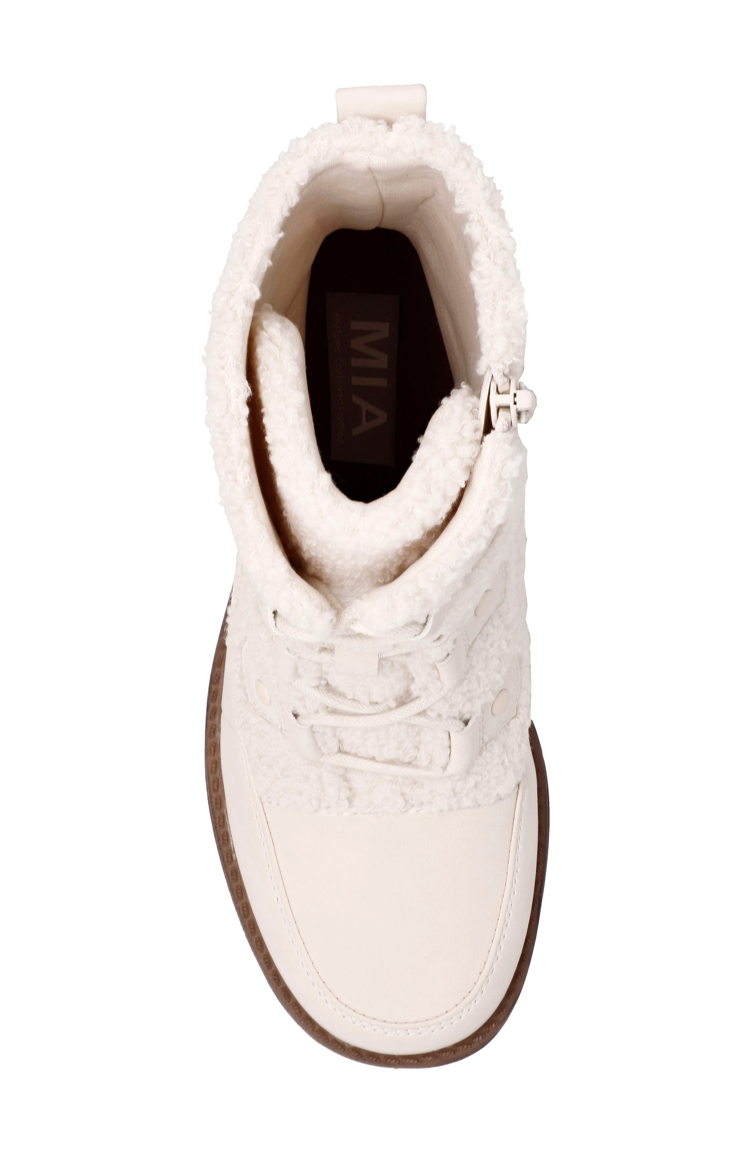 MIA Alpes Faux Shearling Trimmed Lug Sole Boot, Alternate, color, Natural