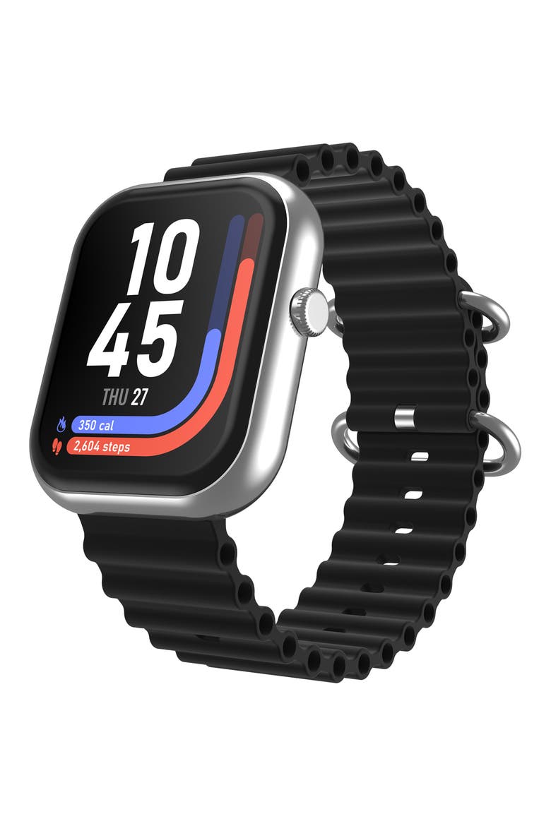 iTouch Air 5 Silicone Strap Smartwatch, 36.8mm x 45.6mm, Main, color, SILVER/ BLACK