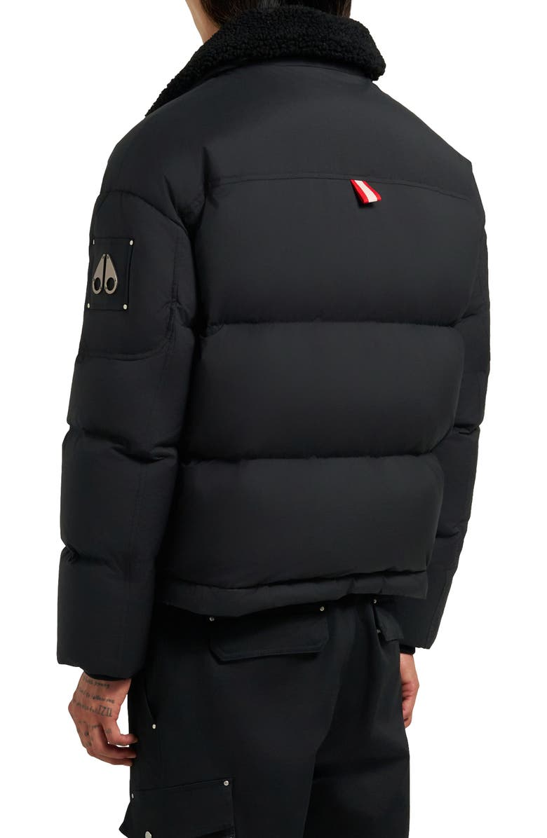 Moose Knuckles Everest Fleece Collar Down Puffer Jacket, Alternate, color, Black