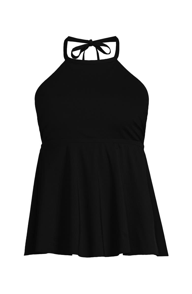 Lands' End Flutter High Neck Halter Tankini Top, Alternate, color, Black