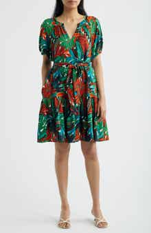 Botanical Print A-Line Dress