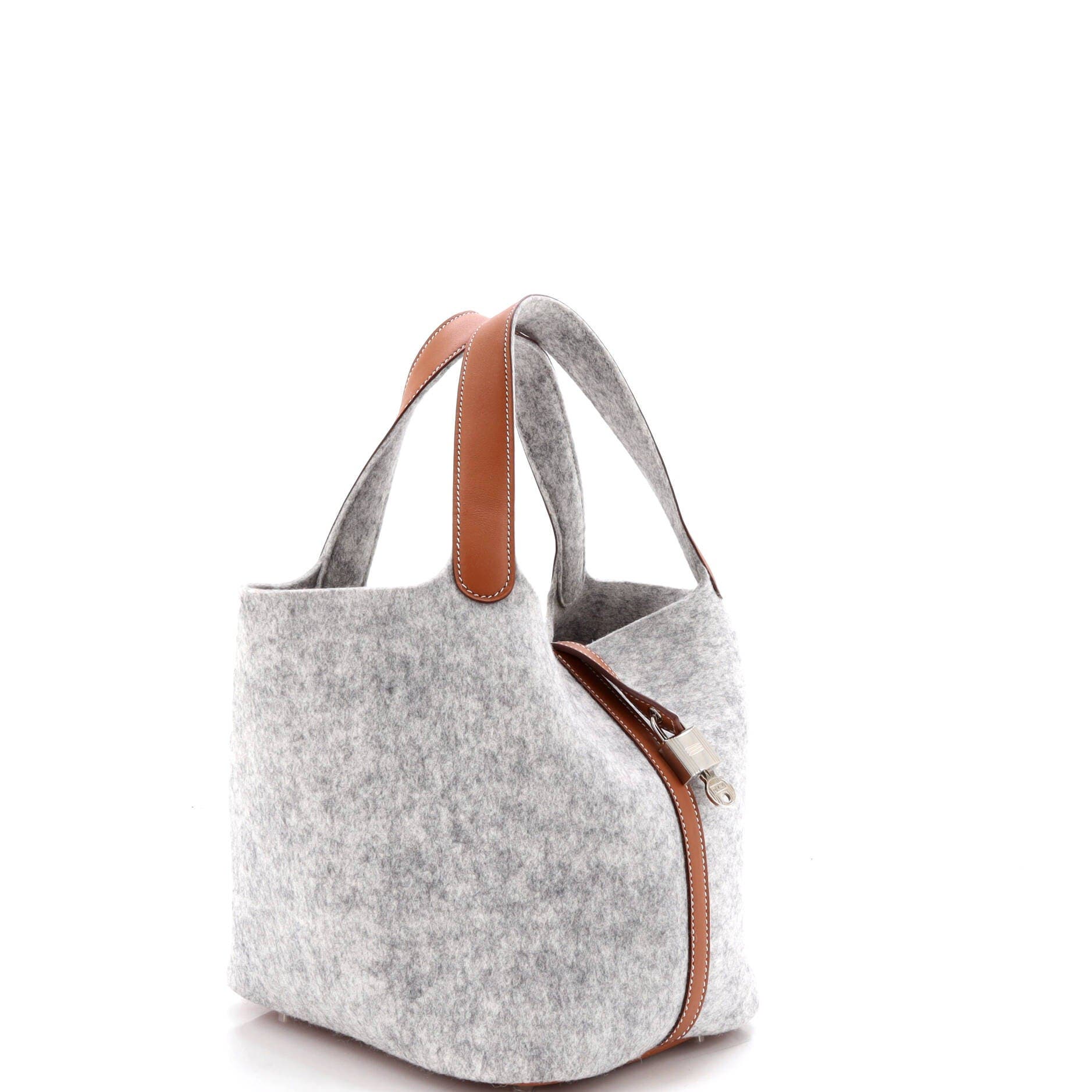 Pre-Owned Hermes Picotin Lock Bag Felt with Leather MM, Alternate, color, Gris Clair