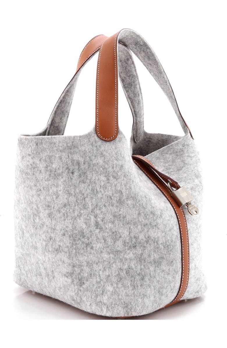 Pre-Owned Hermes Picotin Lock Bag Felt with Leather MM, Alternate, color, Gris Clair