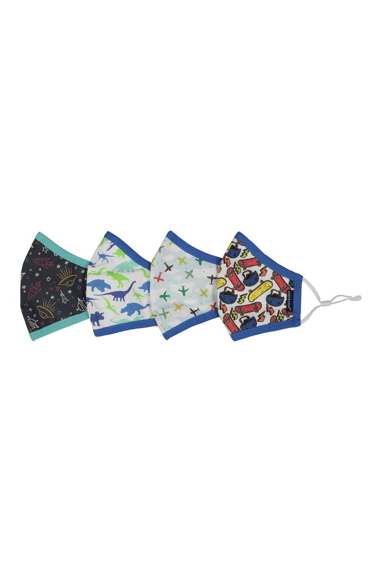 Assorted 4-Pack Kids' Face Masks, Main, color, LBC-TEAL