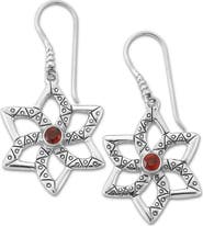 SAMUEL B. Garnet Flower Drop Earrings