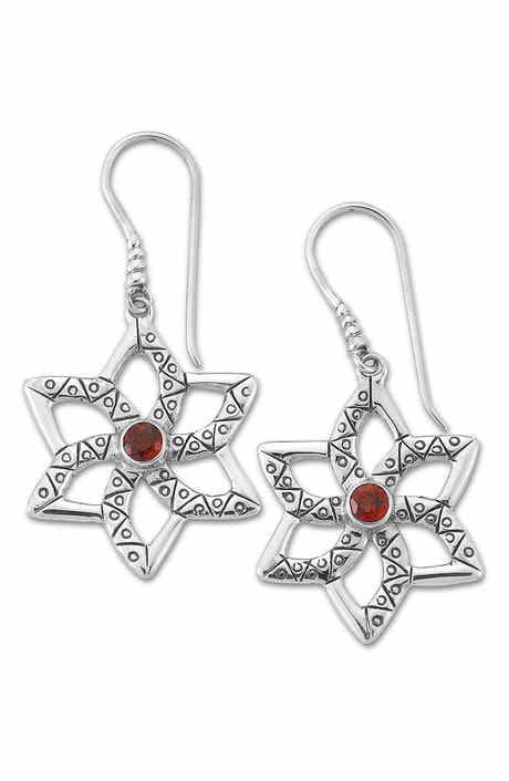 SAMUEL B. Garnet Flower Drop Earrings