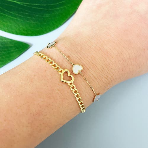 The Lovery Fine Jewelry Mother Of Pearl Heart Station Bracelet In Silver