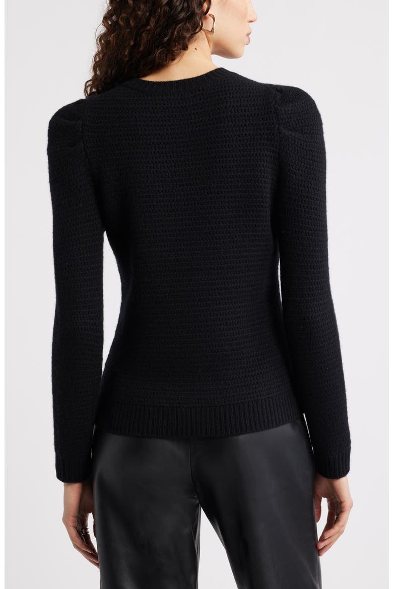 Wool & Cashmere Puff Sleeve Sweater, Alternate, color, BLACK ROCK