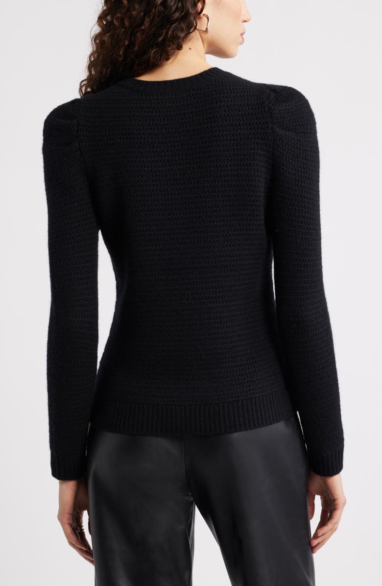 Nordstrom Wool & Cashmere Puff Sleeve Sweater, Alternate, color, Black Rock