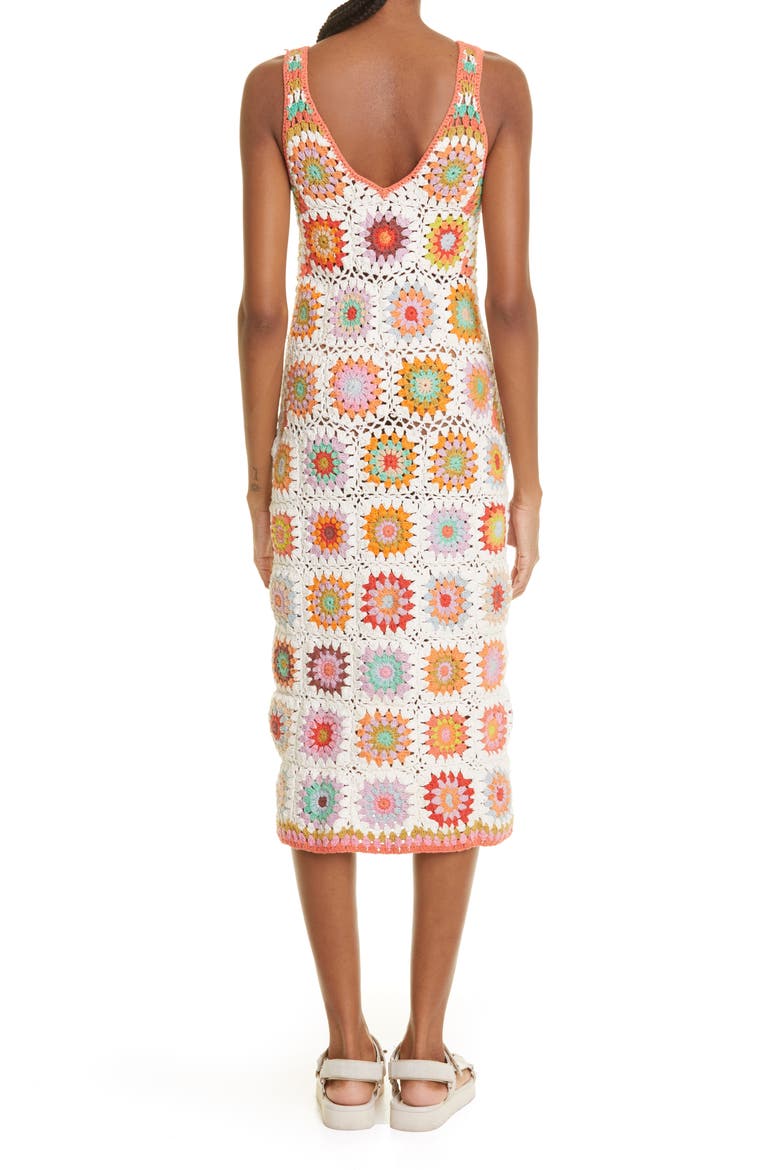 Crochet V-neck Midi Dress, Alternate, color, MULTI