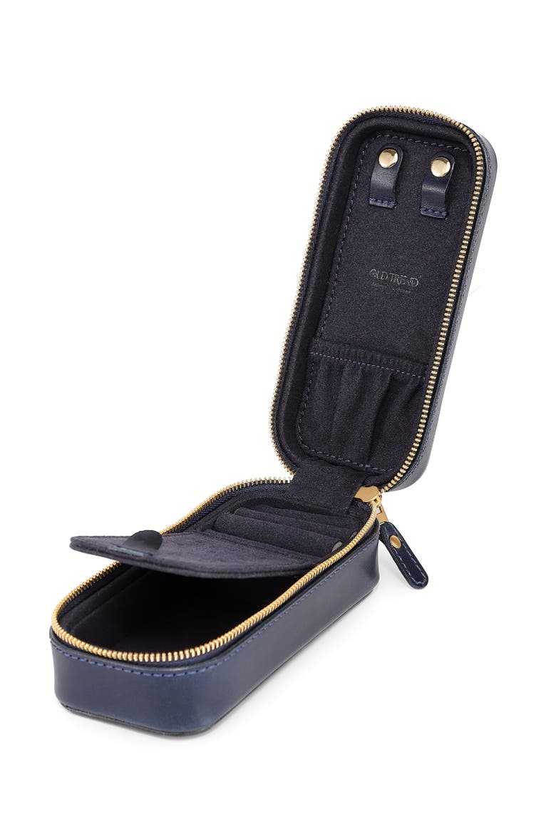 Oblong Genuine Leather Jewelry Box, Alternate, color, Navy