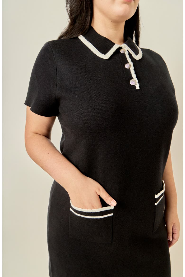 Scallop Detail Dress, Alternate, color, BLACK/ WHITE