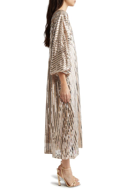 La Vie Style House Sequin Stripe Maxi Dress In Silver