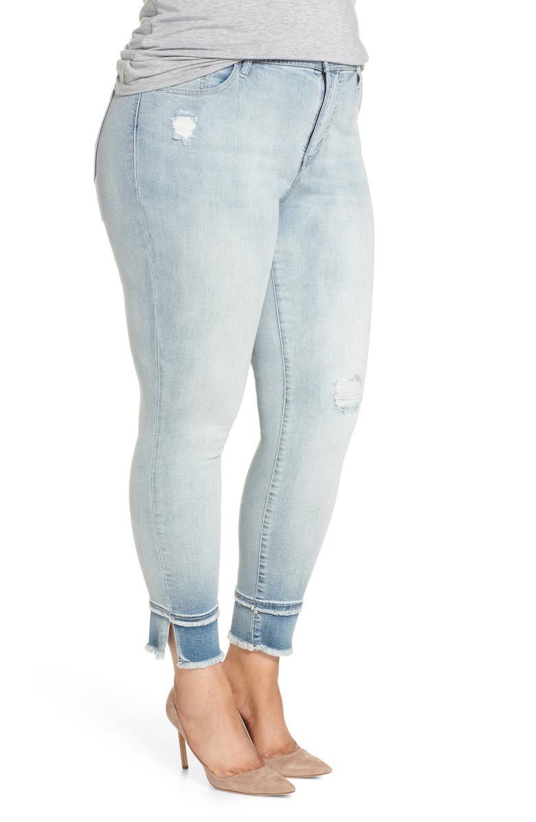 Seven7 Double Raw Hem High Waist Skinny Jeans, Alternate, color, 