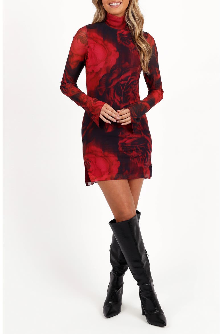 Jordi Long Sleeve Minidress, Main, color, GIOVANNA ROSE PRINT