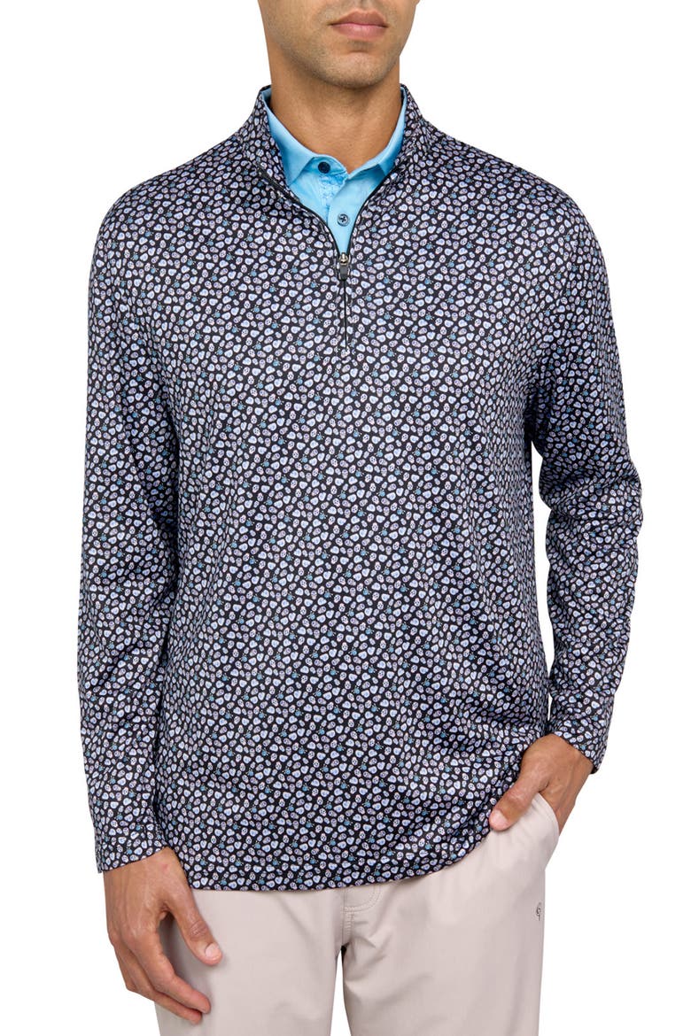 Regular Fit Micro Mexi Skull Print Recycled Performance Quarter Zip, Alternate, color, MULTI