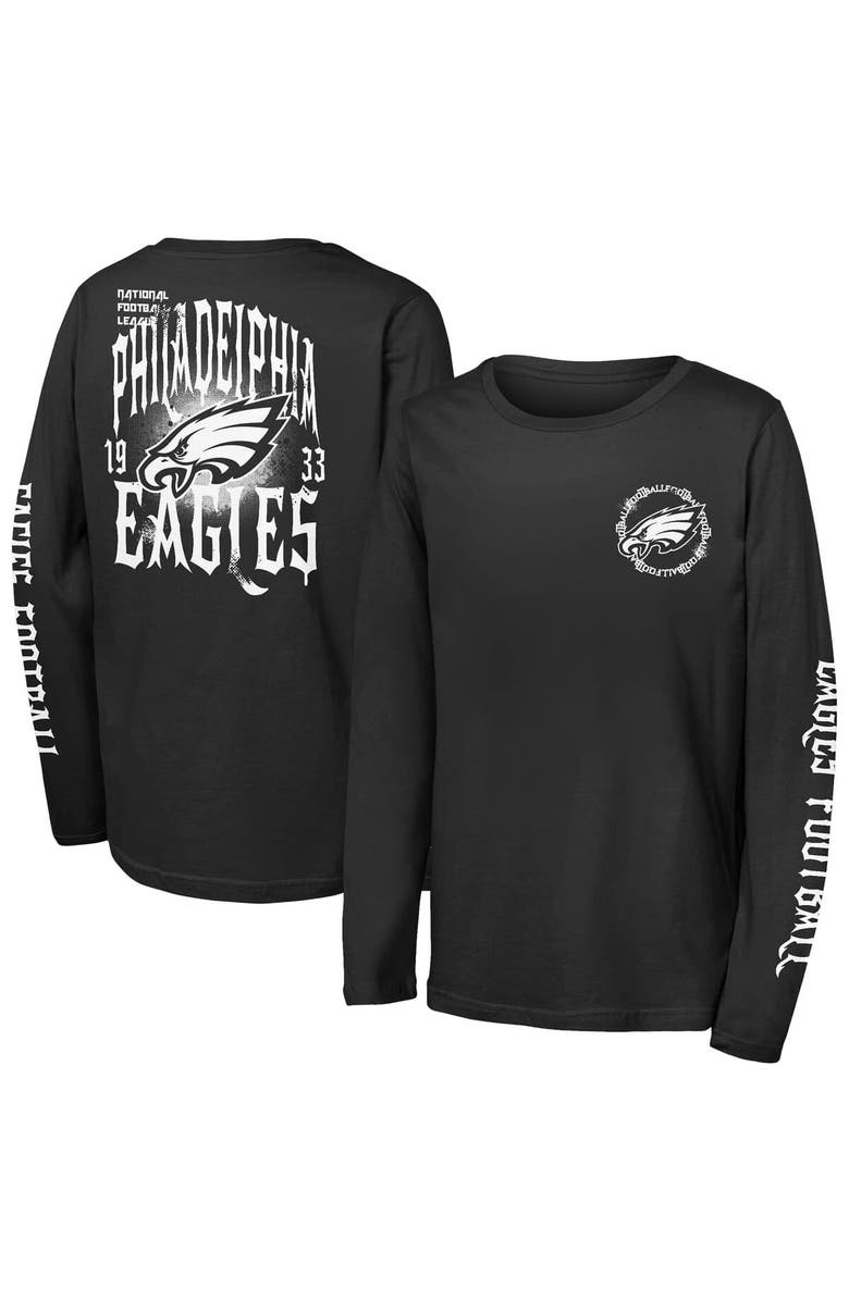Outerstuff Youth Outerstuff Black Philadelphia Eagles Rumble Long Sleeve T-Shirt, Main, color, Black