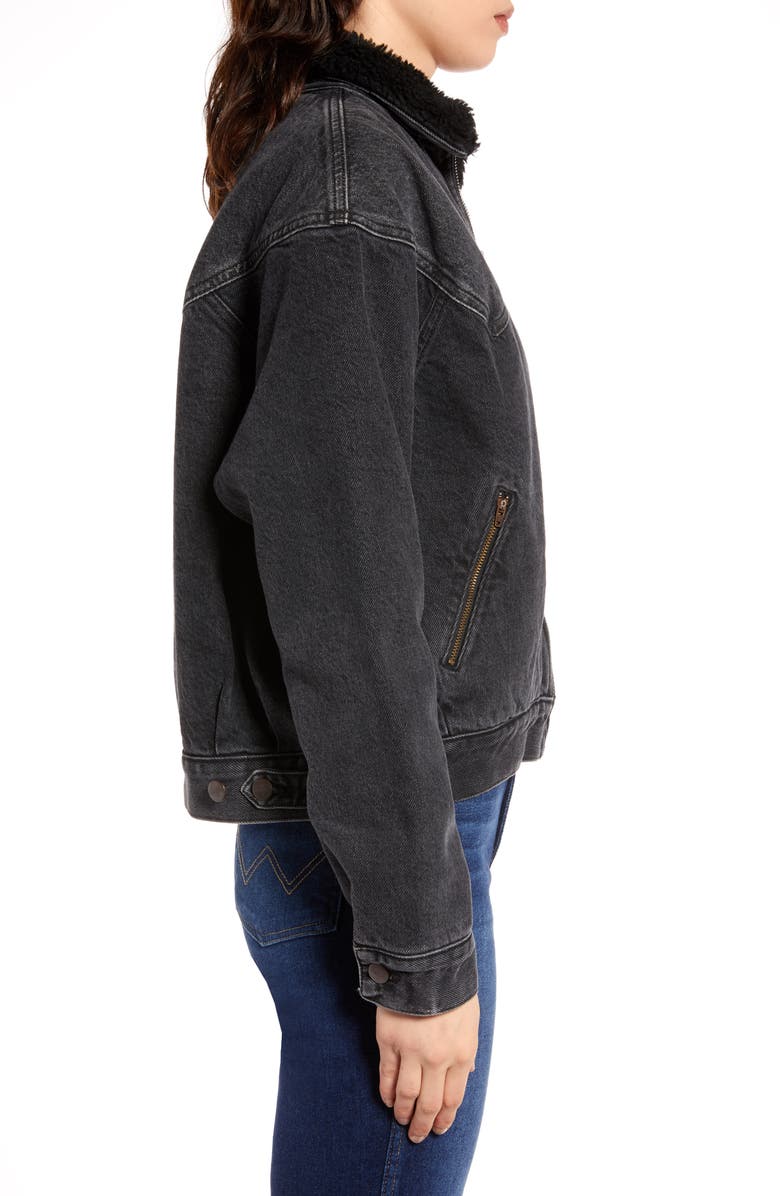 Wrangler '80s Fleece Collar Denim Jacket, Alternate, color, 