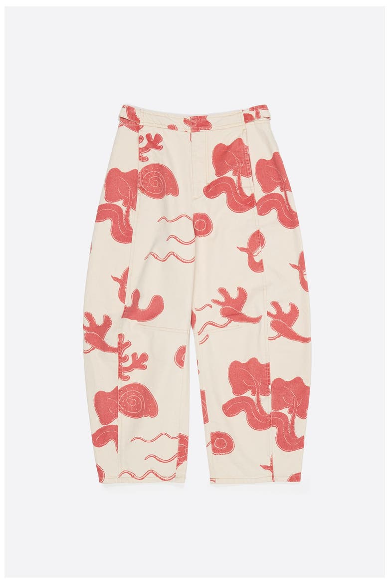 Barrel-Leg Cotton Ankle Trousers, Alternate, color, SAND RED
