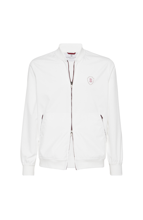 Brunello Cucinelli Nylon Sweatshirt With Logo And Zipper In White